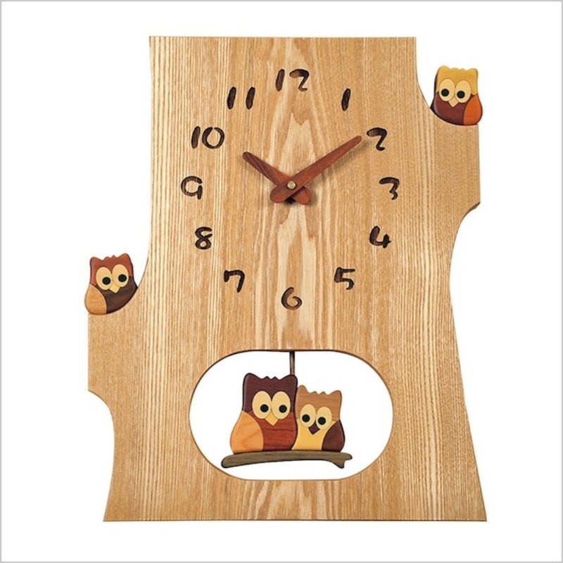 Hokkaido Asahikawa Kobo Pecker F42-1 Owl swinging clock in the tree - นาฬิกา - ไม้ 