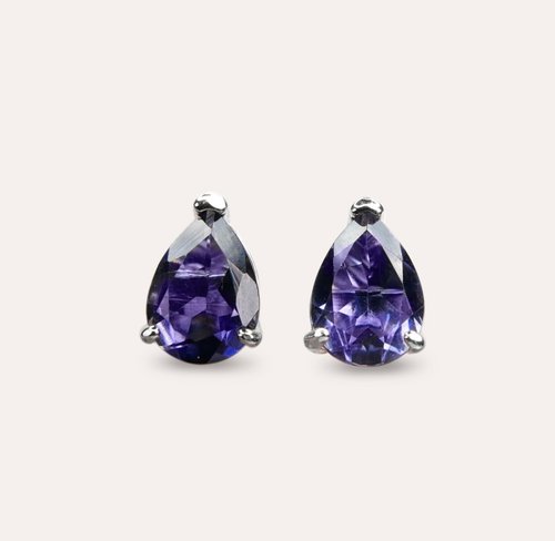 安珠 AND JEWEL 每天配戴的天然寶石 AND 菫青石 藍紫色 水滴 5*7mm 經典系列 Pear E 耳環 天然寶石