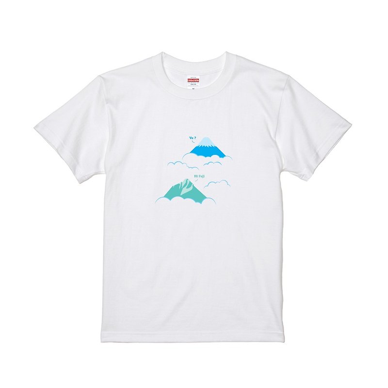 【Fuji】Best mountains and good friends T-Shirt - Fuji Mt. and Yu Mt. - เสื้อฮู้ด - ผ้าฝ้าย/ผ้าลินิน ขาว