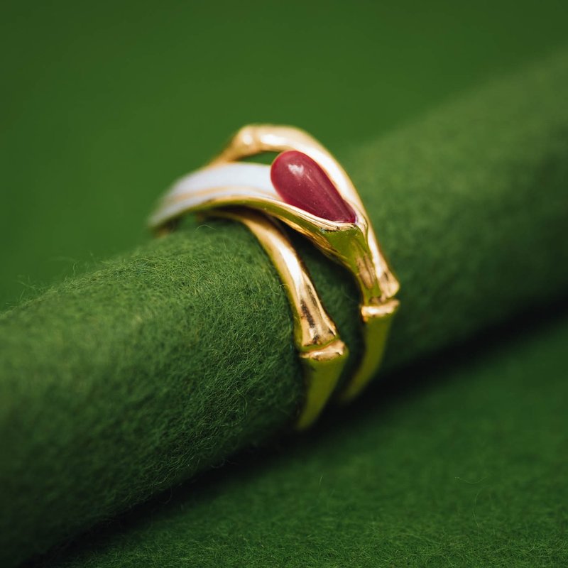 竹 リング クォーツ - 戒指 - 銀 金色