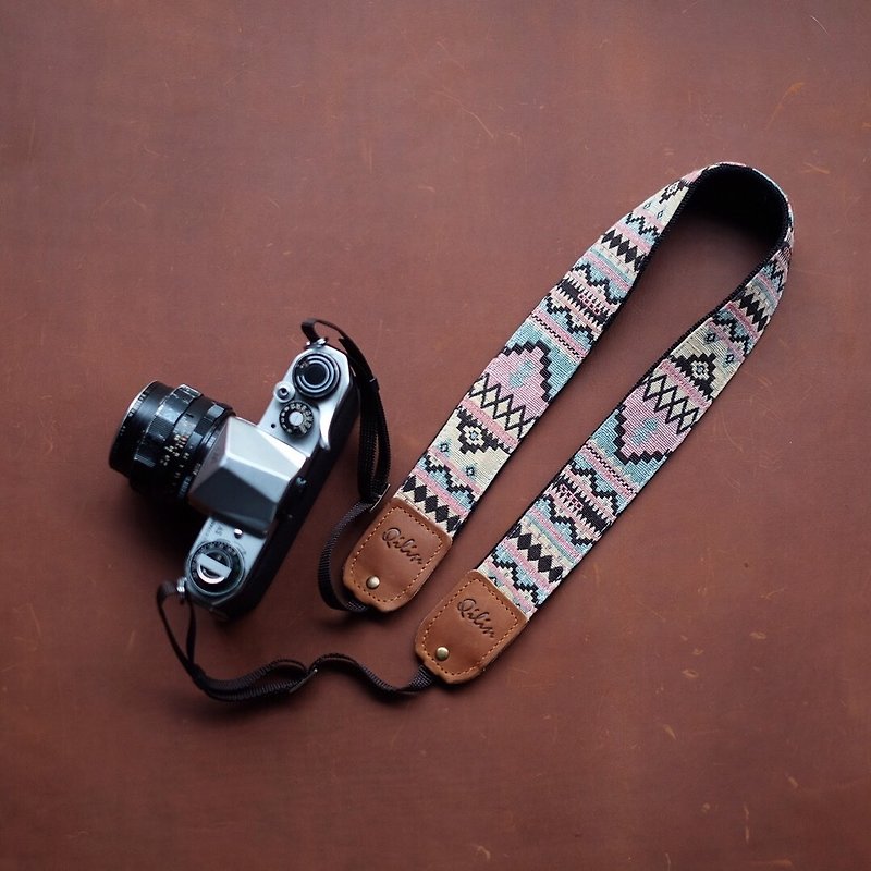 Kram Indigo Camera strap - กล้อง - ผ้าฝ้าย/ผ้าลินิน สึชมพู