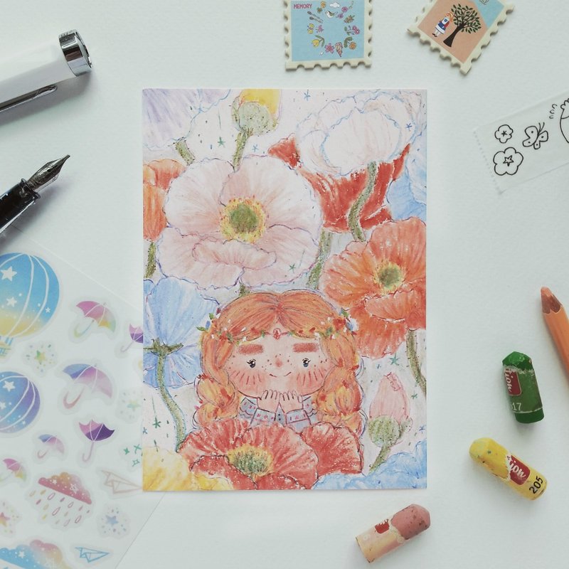 【插畫明信片】寧靜美好 - 卡片/明信片 - 紙 粉紅色