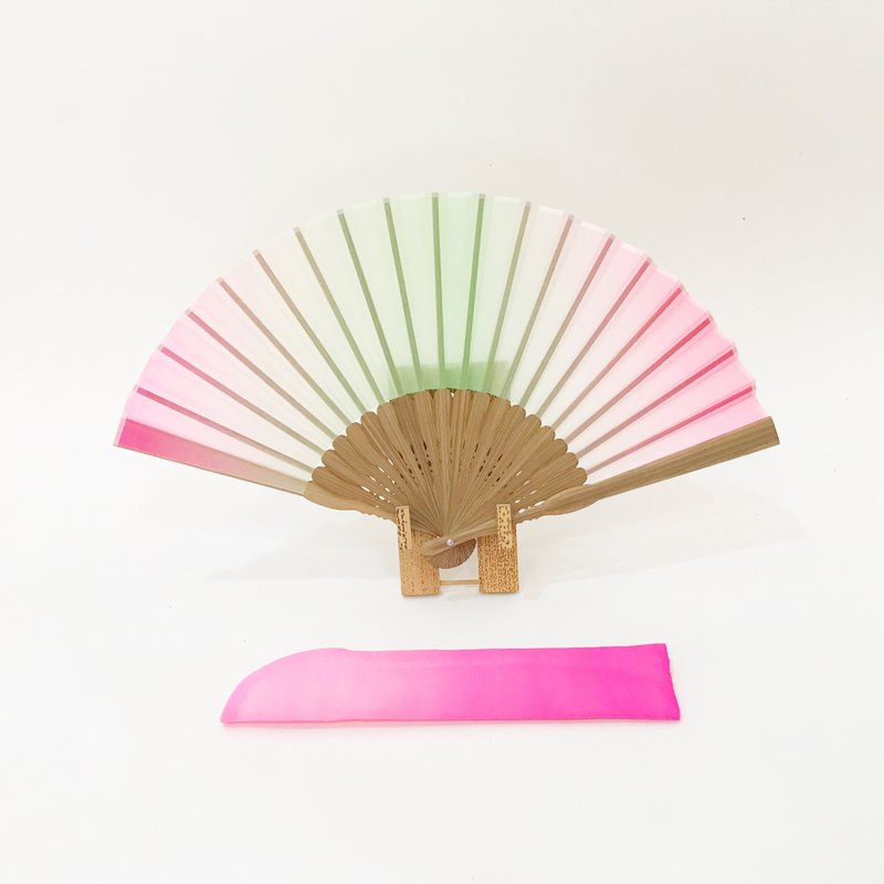 Kimono Fan (Sensu) created by Vintage Silk. Created by craftsmen in Kyoto. #02 - พัด - ดินเหนียว สึชมพู