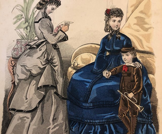 CANのLadys商品一覧貴重　1900年作品　絵画　『100年前のフランス貴婦人』　手彩色　アンティーク