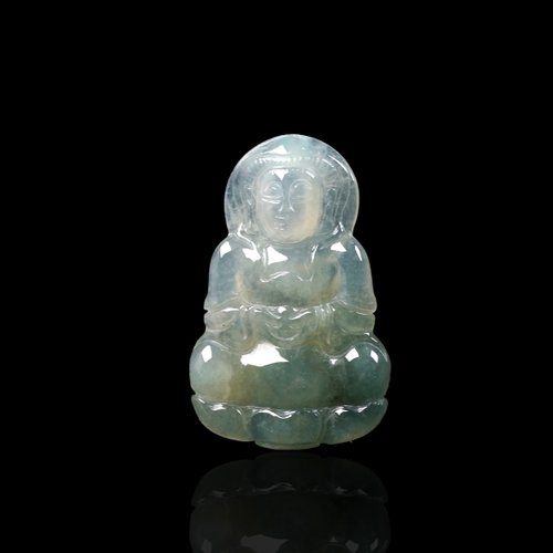 瓔珞珠寶盒 E.L.Jewelry Box 冰種飄綠花翡翠觀音菩薩項鍊 | 天然緬甸玉翡翠A貨 | 送禮