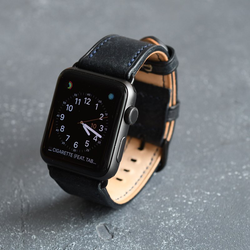 皮革 Apple Watch 錶帶 真皮 手工 禮物 38/40/41/42/44/45mm - 錶帶 - 真皮 藍色