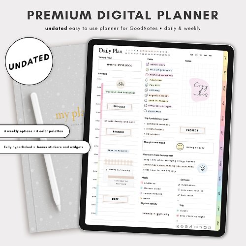 Million Dollar Habit Digital Planner for iPad or Tablet, Undated Digital Planner for GoodNotes