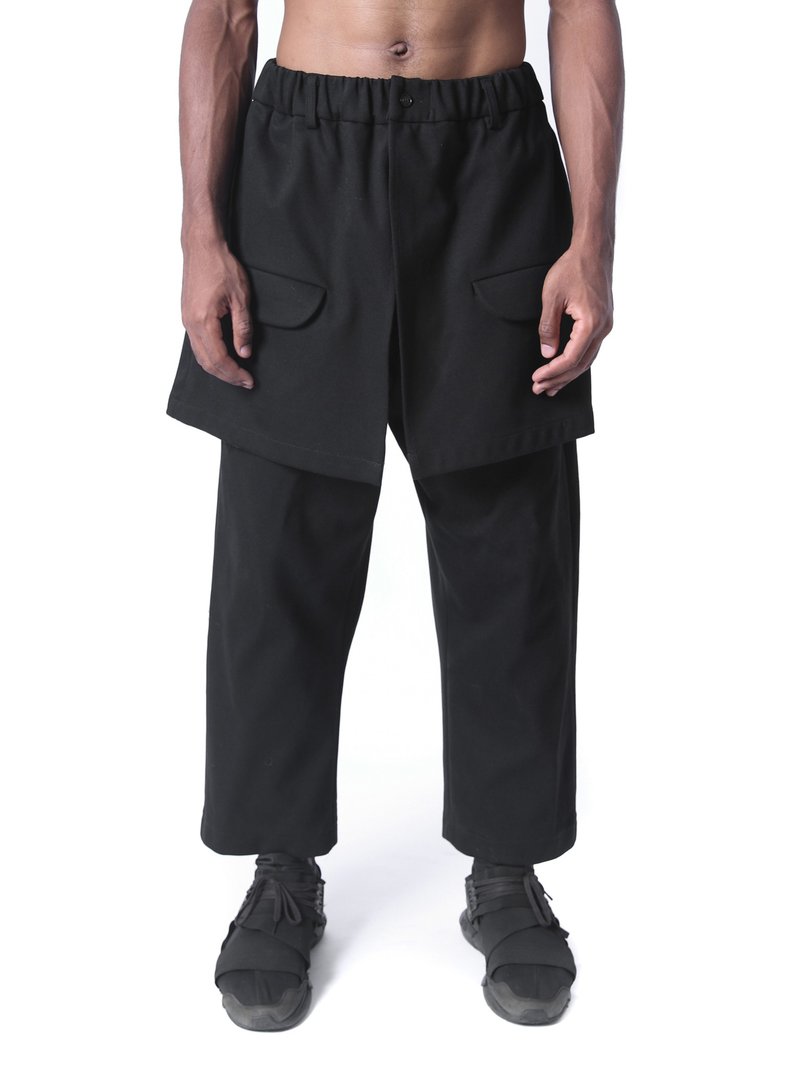 Apron pants Eliot - กางเกงขายาว - ผ้าฝ้าย/ผ้าลินิน สีดำ