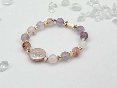 Sosii樂石 Sosii | Crystal 16 天然水晶手鍊 | 珍珠款-粉紫 |