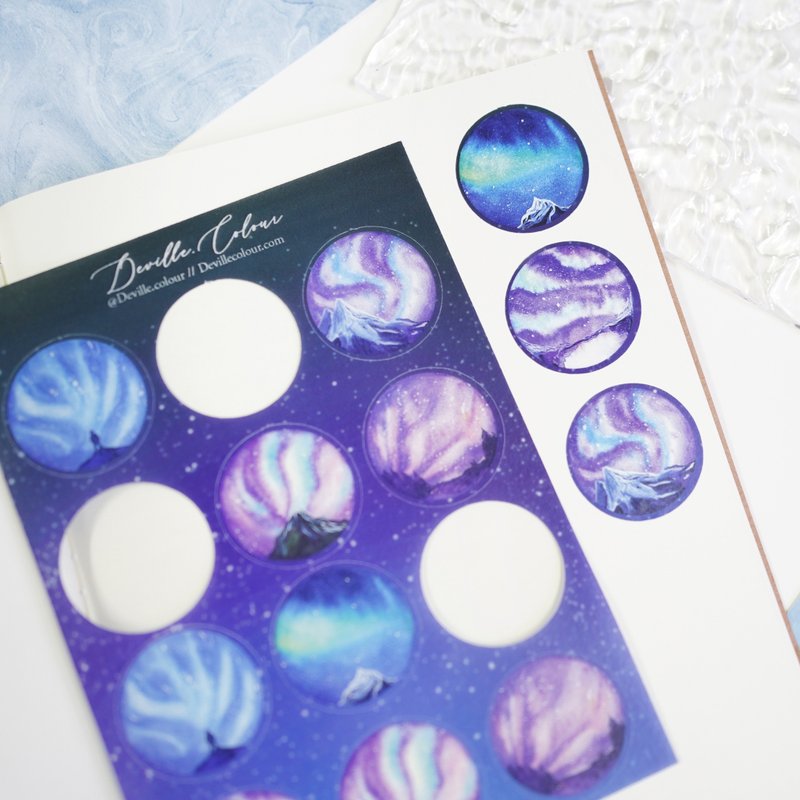 【Northern Light】Washi Sticker Sheet - Stickers - Paper Blue