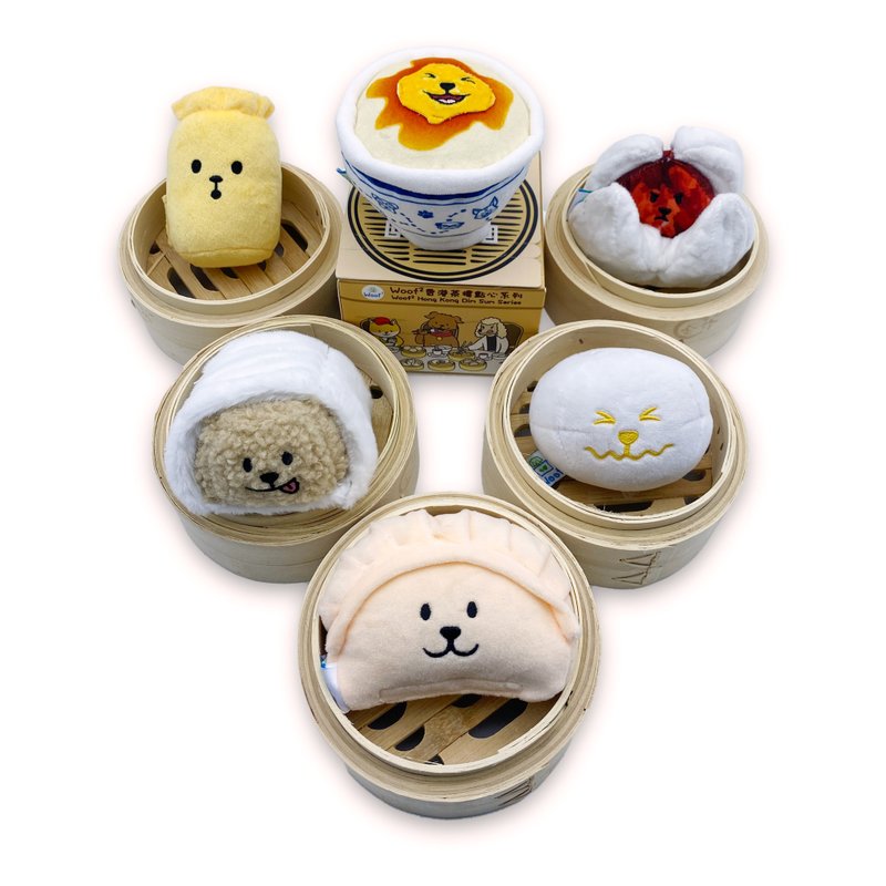 Woof2 香港茶樓點心系列寵物玩具盲盒 - 貓/狗玩具 - 聚酯纖維 多色