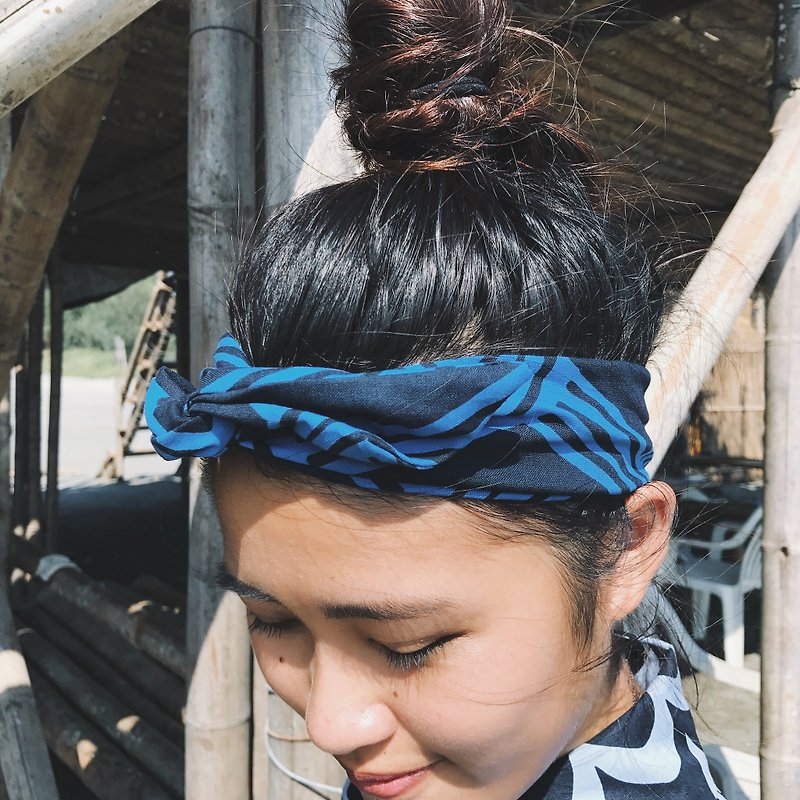 Sea wave Finland series x aluminum wire hose / handmade hair band - Headbands - Cotton & Hemp Blue