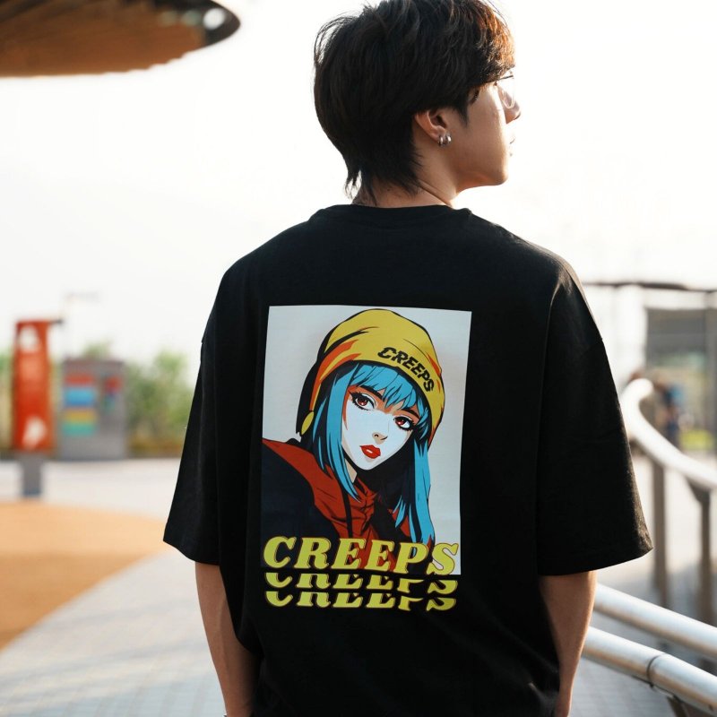 【CREEPS】ART Girl 寬鬆重磅印花T恤 210g - 男 T 恤 - 棉．麻 多色