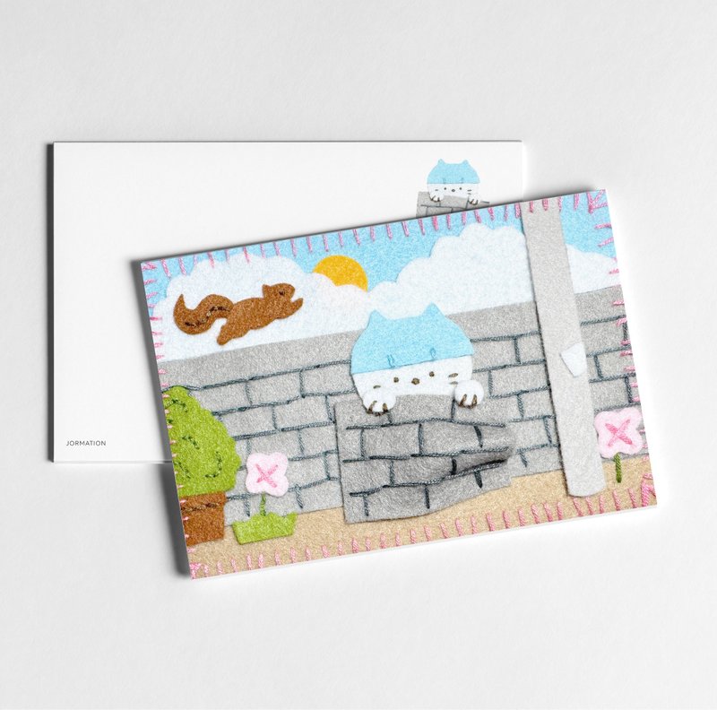 Invisible Cat Felt Art Print Postcard โปสการ์ด แมวนินจา - 卡片/明信片 - 紙 