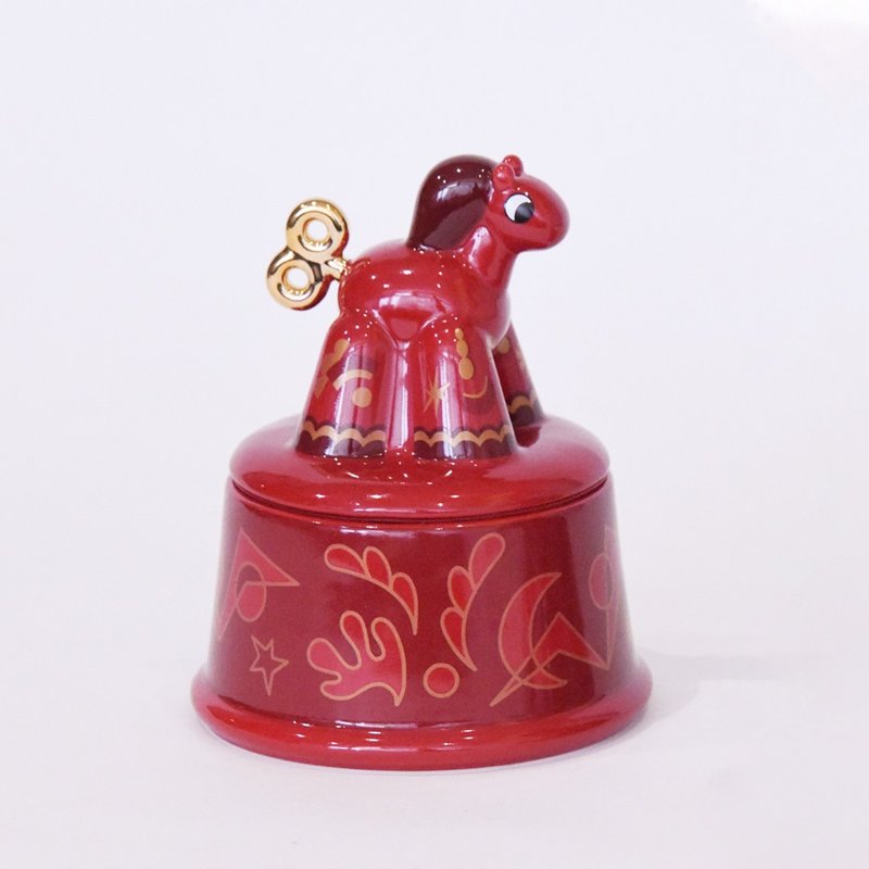 瓷林馬年印泥盒 - 印章/印台 - 瓷 紅色