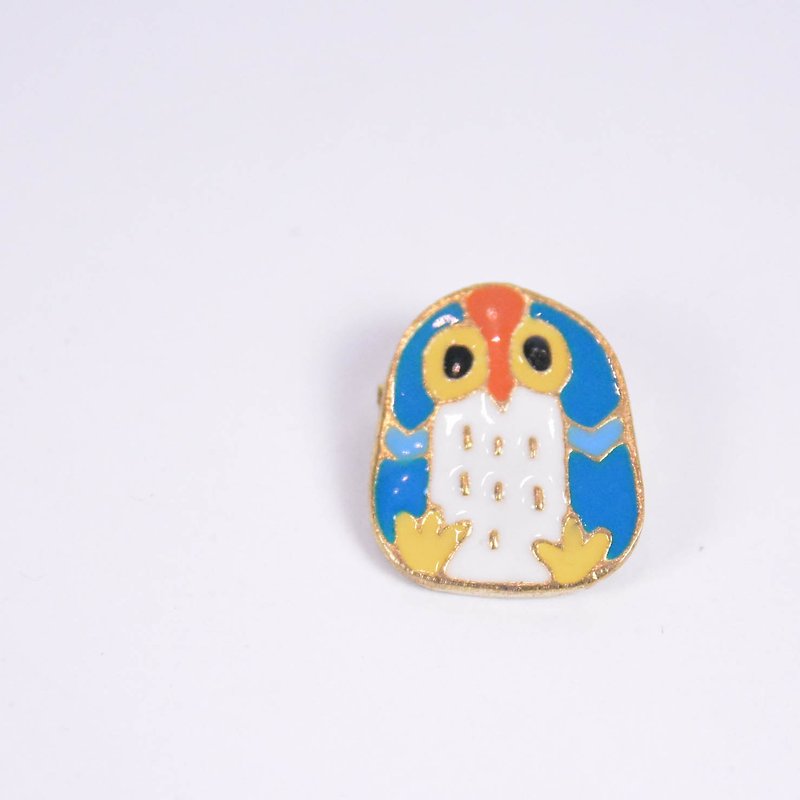 Doom animal party Bronze pin - Wishing owl - fair trade - Brooches - Other Metals Gold