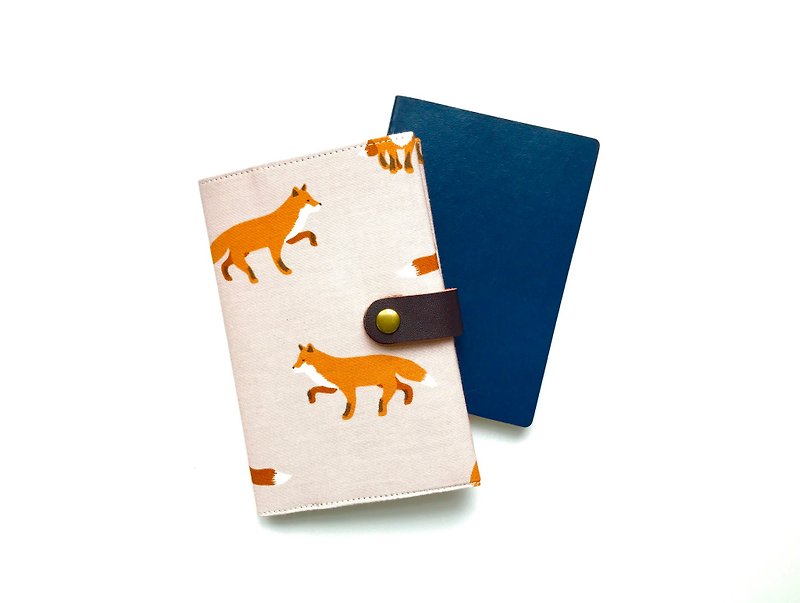 布製護照套 狐狸 動物 淡粉紅色 - 護照夾/護照套 - 棉．麻 粉紅色