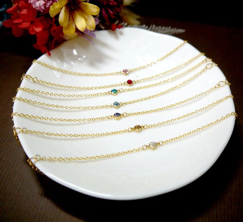 Light you up mini mini series-colorful single diamond bracelet SL258 sister chain - Bracelets - Other Metals Gold