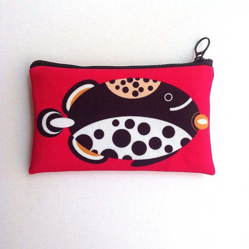 【Organic Cotton】Clown Triggerfish Pouches - Toiletry Bags & Pouches - Other Materials Red