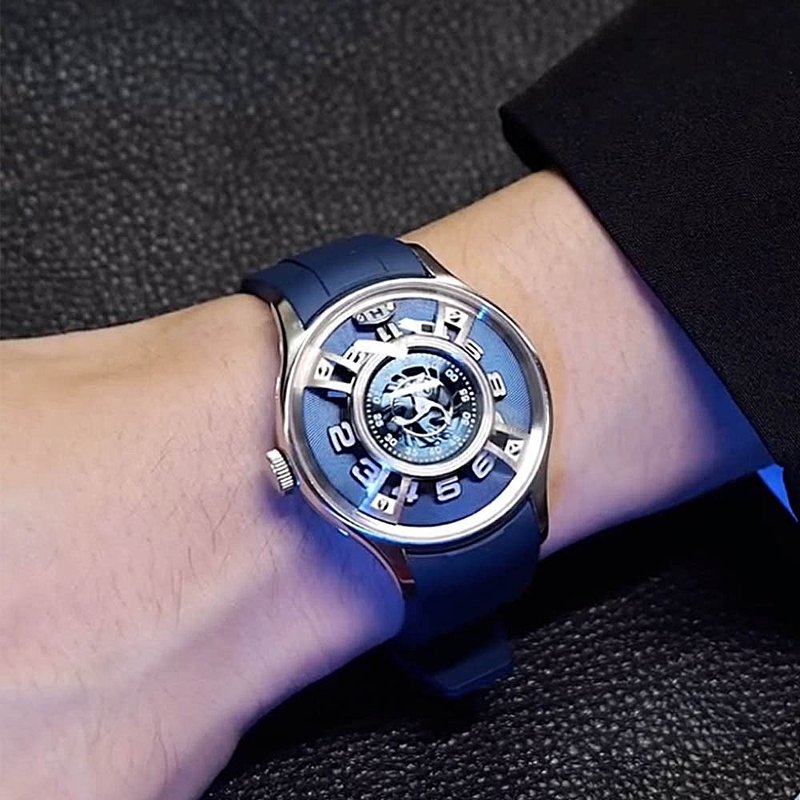 OBLVLO 歐弗洛  引力之輪系列腕表-海洋藍 - 男錶/中性錶 - 不鏽鋼 藍色