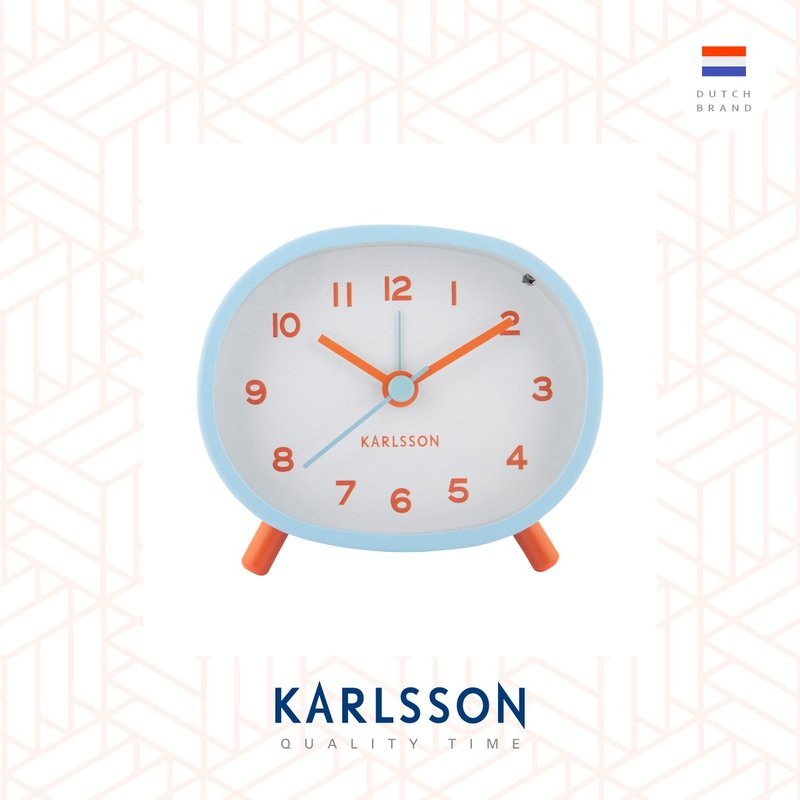 荷蘭Karlsson, Alarm clock Cheeky oval soft blue 帶小夜燈 - 時鐘/鬧鐘 - 其他金屬 藍色