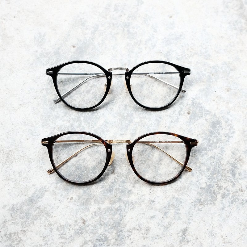 日本復古 中金大框 黑色 眼鏡 鏡框 鈦金屬 大框 - 眼鏡/眼鏡框 - 其他金屬 多色