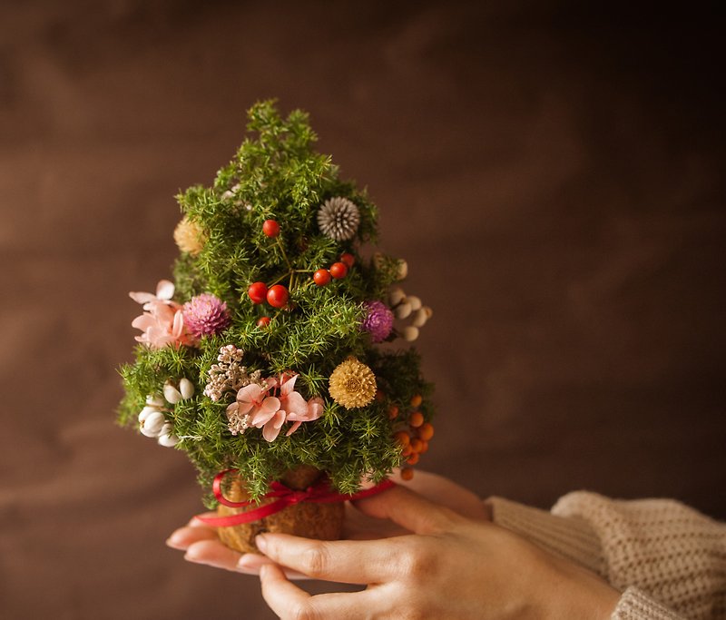 Fleurir Blossoming Time|Christmas Tree Christmas Small Tree Dry Flower Pine Cone Christmas Wreath Exchange Gifts - Dried Flowers & Bouquets - Plants & Flowers Red