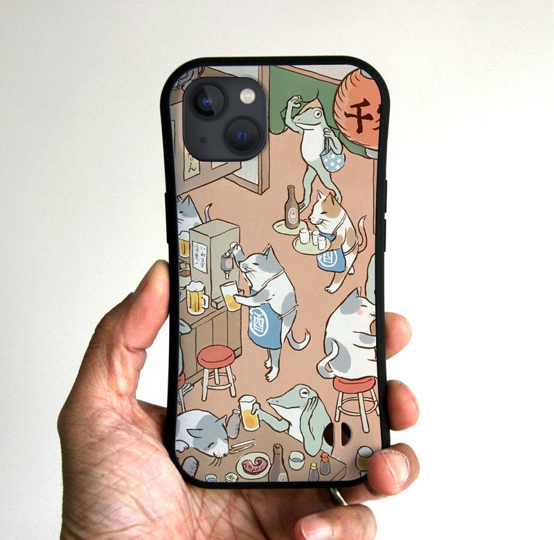 グリップiPhoneケース　猫と青蛙の熱炒 - 手機殼/手機套 - 塑膠 卡其色