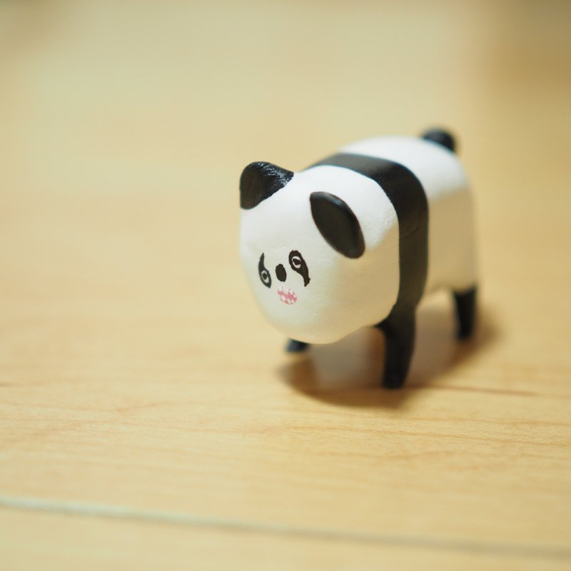 Flat panda - 公仔/玩偶 - 黏土 白色