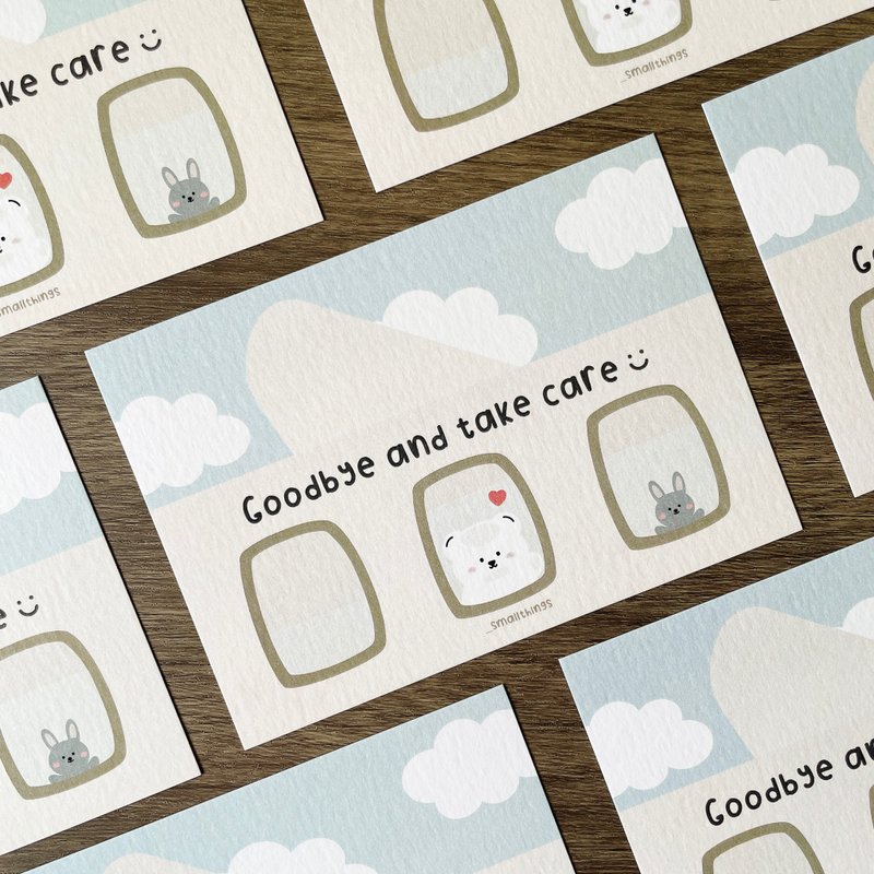 #18 _smallthings illustration postcard (goodbye & take care) - Cards & Postcards - Paper White