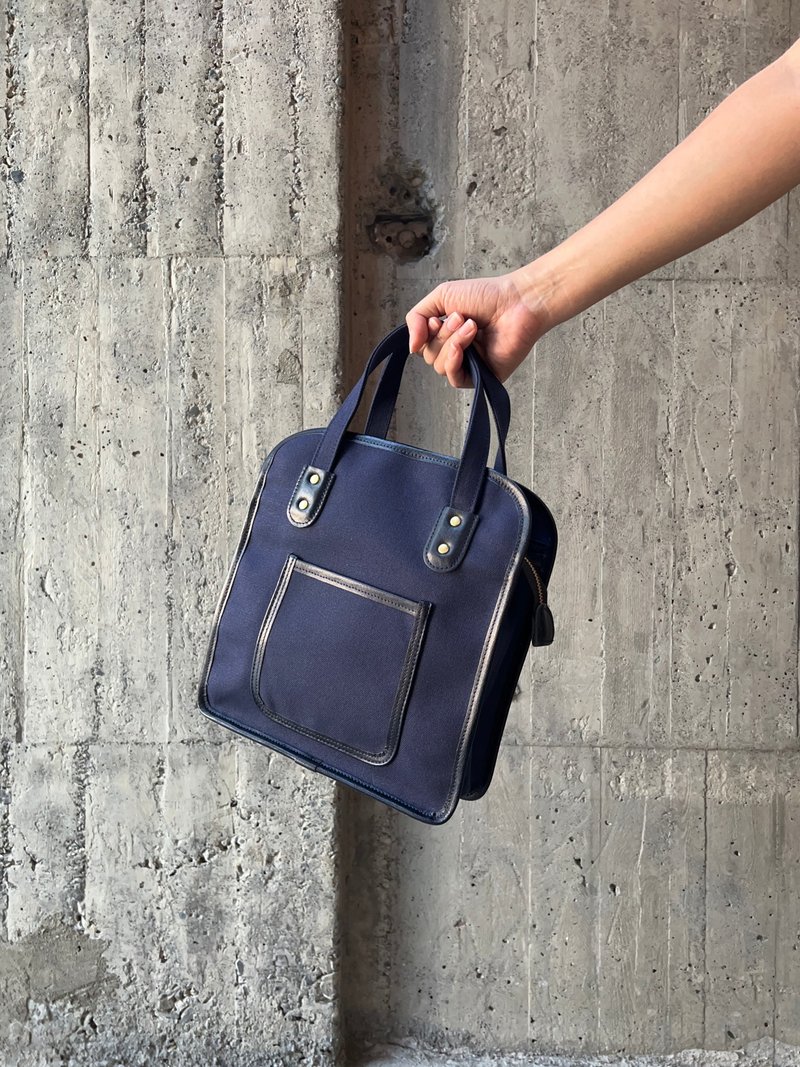 Pifanxiao stall bag - dark blue [change the tide and change the bag] - Handbags & Totes - Cotton & Hemp Blue