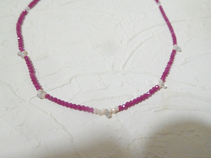 14k gold red sapphire permeable drop sapphire necklace length pre-order - สร้อยคอ - โลหะ สีแดง