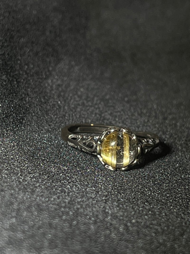 Stone of Fortune s925 Silver rutile titanium sun plate titanium ring ring - General Rings - Crystal Yellow