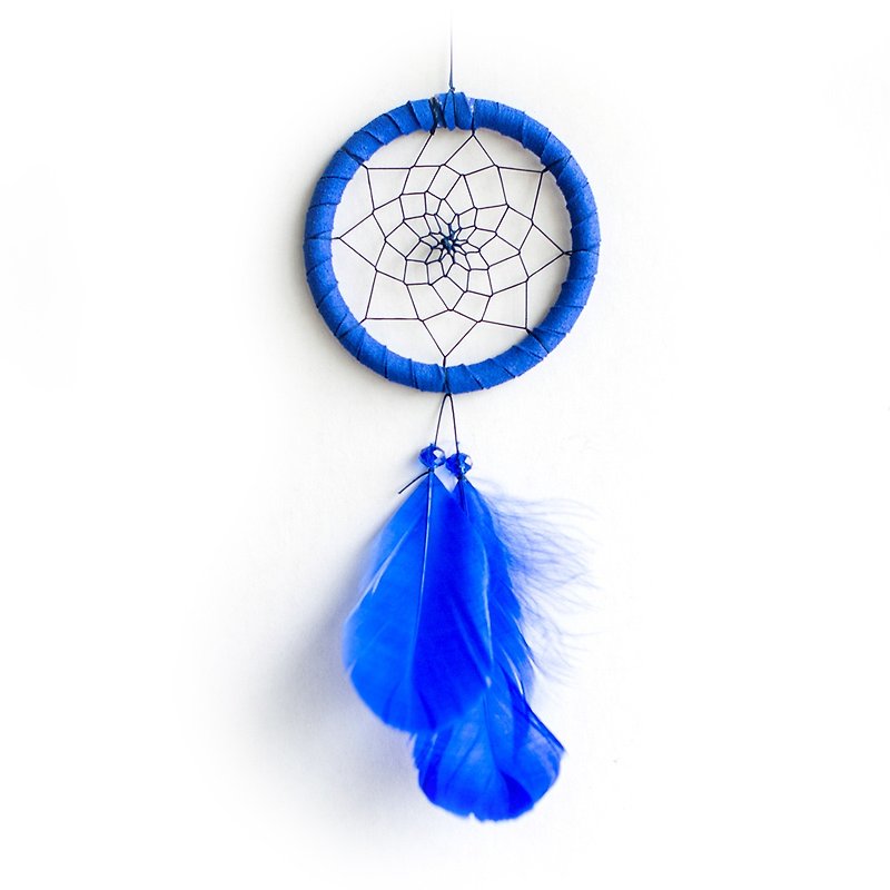 Dream Catcher 8cm - Pure Royal Blue (Minimalism) - Gift for Boyfriend - ของวางตกแต่ง - วัสดุอื่นๆ สีน้ำเงิน