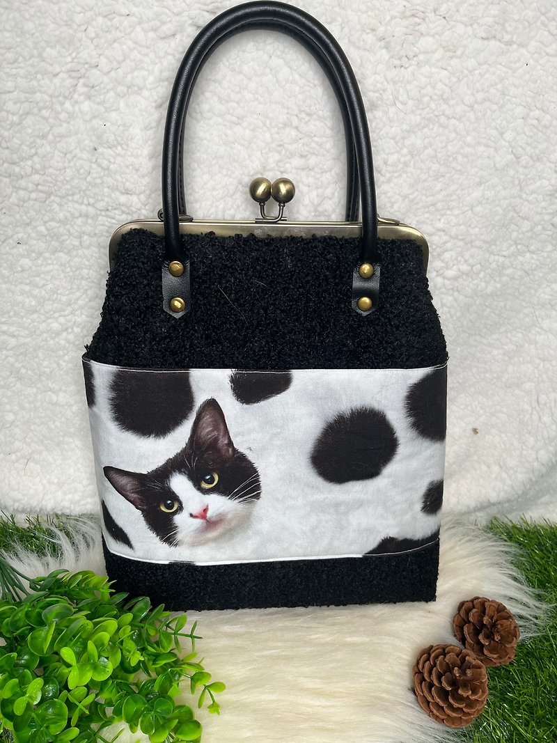 Bag I Go - Mercedes-Benz Cat Spliced ​​Two-Purpose Kiss Lock Bag(10% donated to charity) - Handbags & Totes - Cotton & Hemp Black