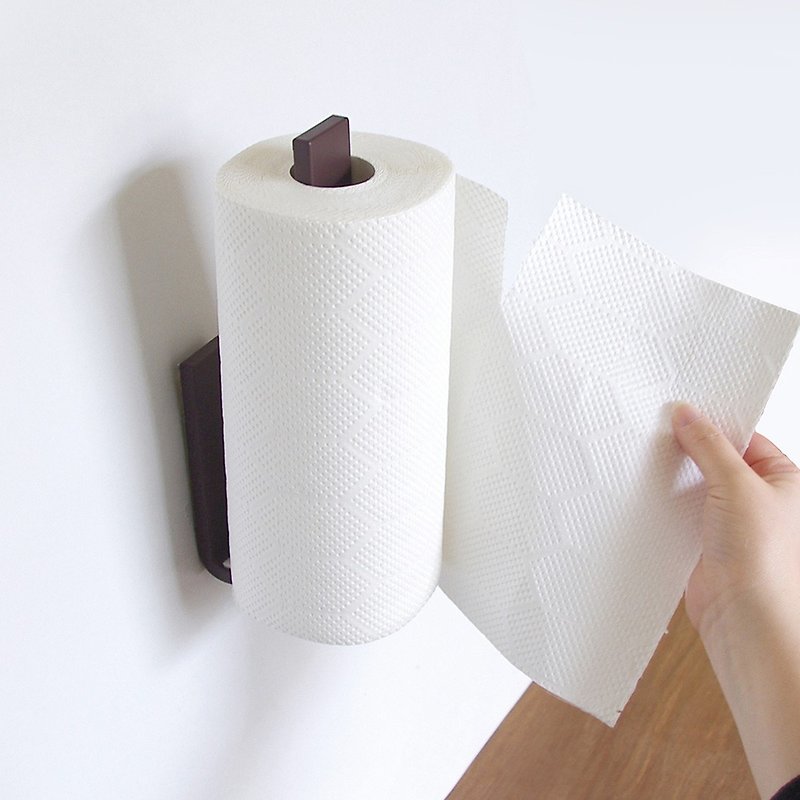 Japan OKA PLYS base seamless sticker hanging kitchen towel holder-2 colors optional - เครื่องครัว - พลาสติก หลากหลายสี