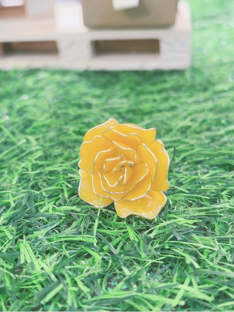 玫瑰花戒指 - 戒指 - 樹脂 橘色