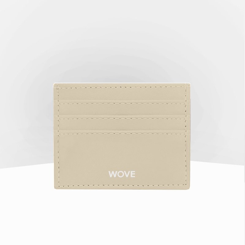 WOVE - Card Holder สีเบจ Sand กระเป๋าใส่บัตร มีช่องกลาง ใส่แบงค์พันพับได้ - อื่นๆ - หนังเทียม สีกากี