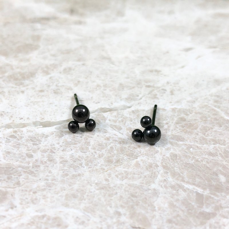 Bibi Fun Selection Series-Mouse Money Mouse Endless-Black-Stainless Steel Earrings - Earrings & Clip-ons - Stainless Steel 