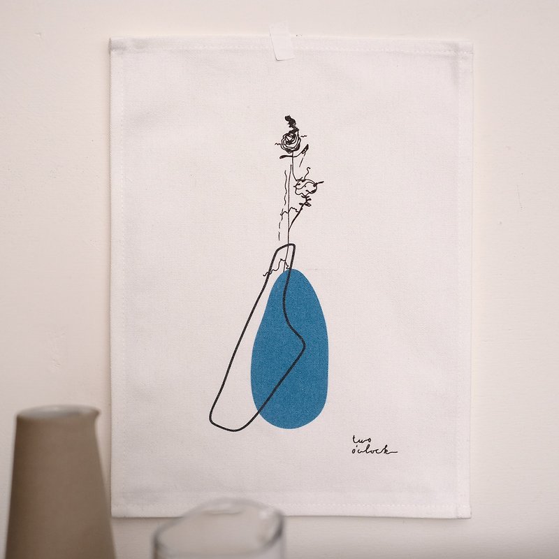 Blue vase vase cloth poster - โปสเตอร์ - ผ้าฝ้าย/ผ้าลินิน ขาว