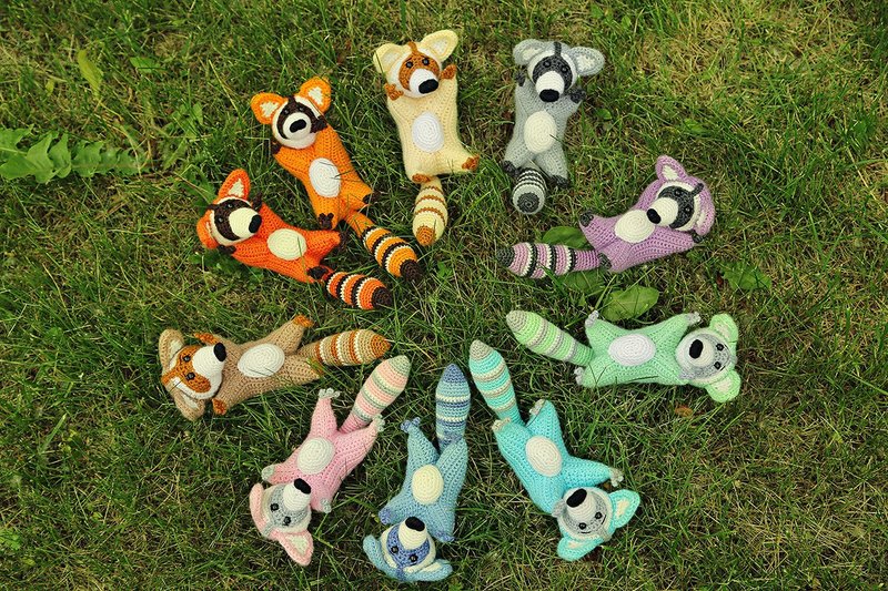 Crochet raccoon, Crochet raccoon Stuffed toy, raccoon toy, knitted raccoon - 寶寶/兒童玩具/玩偶 - 羊毛 