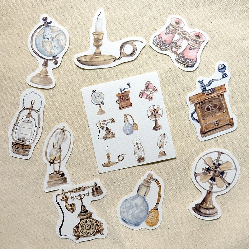 Retro small objects hand painted stickers - Stickers - Paper 