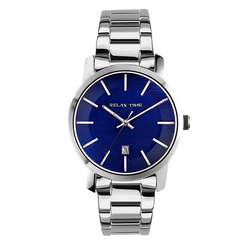[Preferred Couple-Men's Watch] RELAX TIME Wenqing Water Wave Series (RT-86-2M) Silver x Blue - Men's & Unisex Watches - Stainless Steel Blue