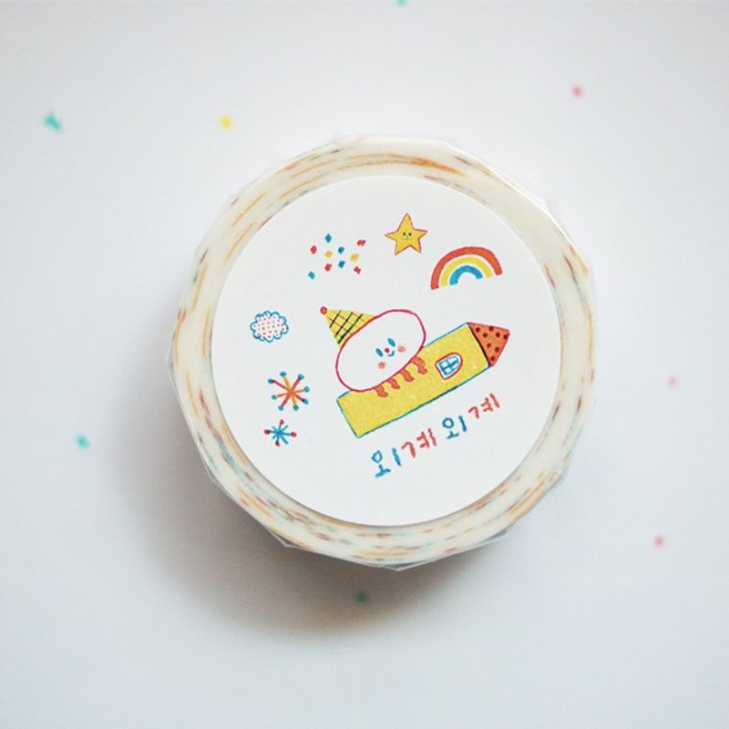Cute alien masking tape - 紙膠帶/和紙/PET - 紙 黃色