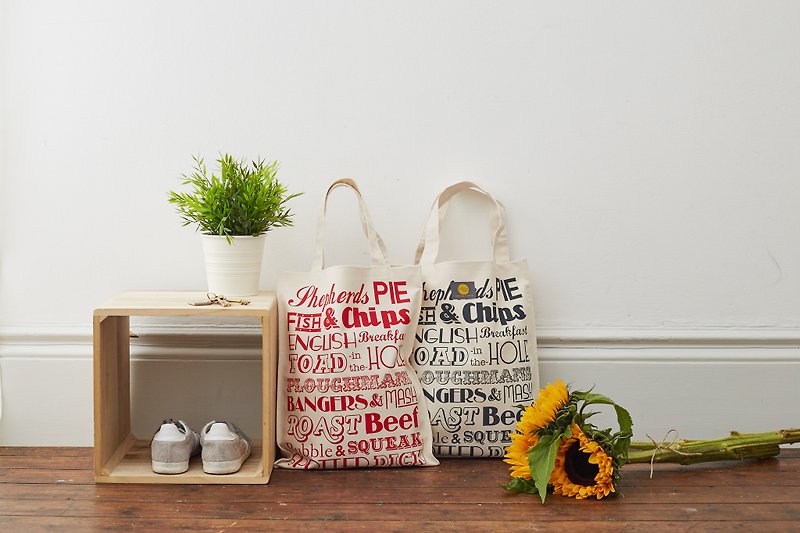 British Egg Cotton Canvas Bag England Dinner - Handbags & Totes - Cotton & Hemp Red
