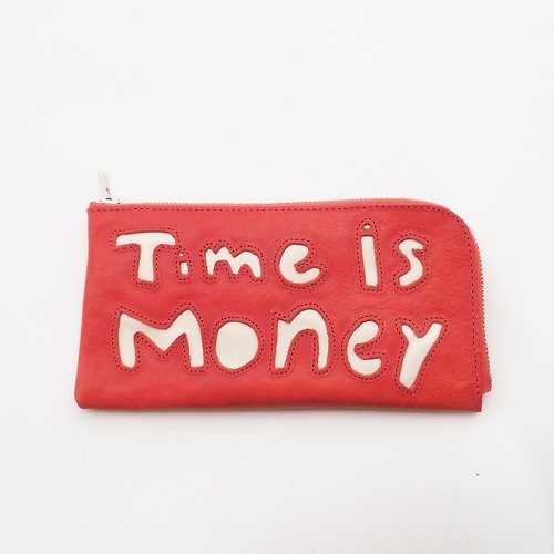 crazy_lite_enrich cow leather Long wallet [time is money]（赤）18×9/財布/wl001time
