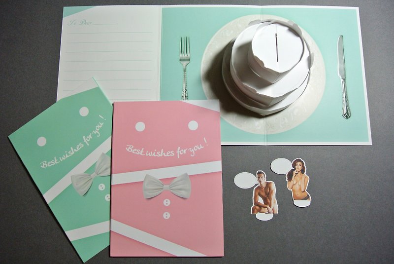 DIY立體蛋糕卡片(萬用卡) - 卡片/明信片 - 紙 粉紅色