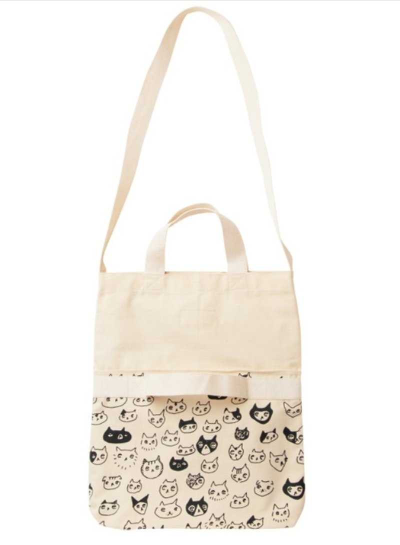 Earth Tree Fair Trade fair trade -- Haruka Shinji Cat Face 3 Bag - กระเป๋าแมสเซนเจอร์ - ผ้าฝ้าย/ผ้าลินิน 