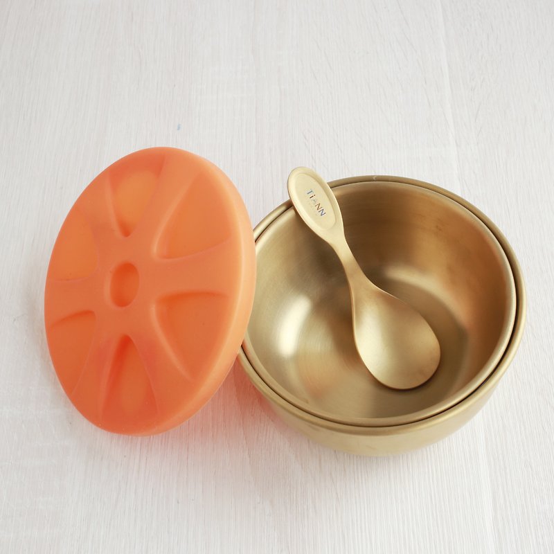 TiBowl Titanium Bowl (S/M) & Spoon Set - กล่องข้าว - โลหะ สีทอง