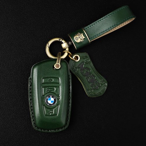 石狗車品 ROCK DOG BMW寶馬M3/5系x127 汽車鑰匙包皮套 義大利進口植鞣牛皮 綠色